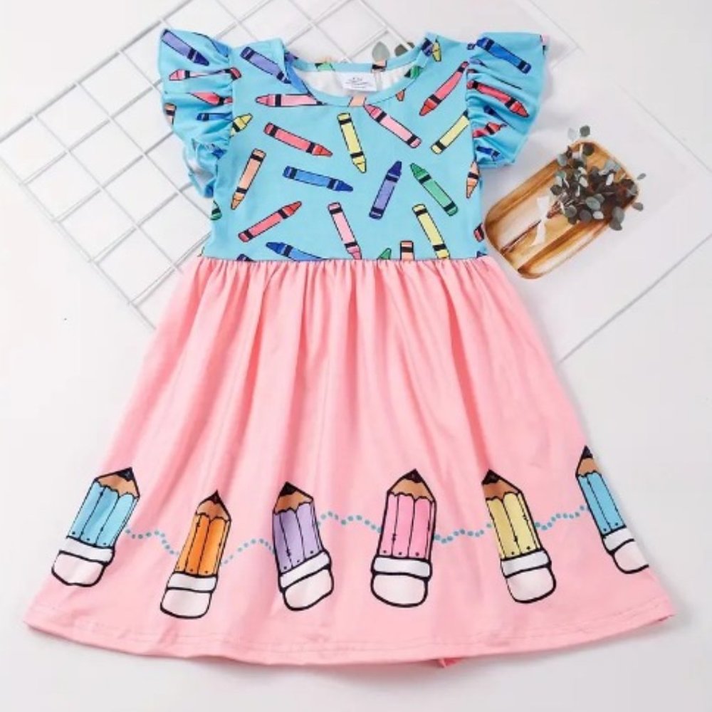 Boutique Back to School Pencil Girls Sleeveless Dress